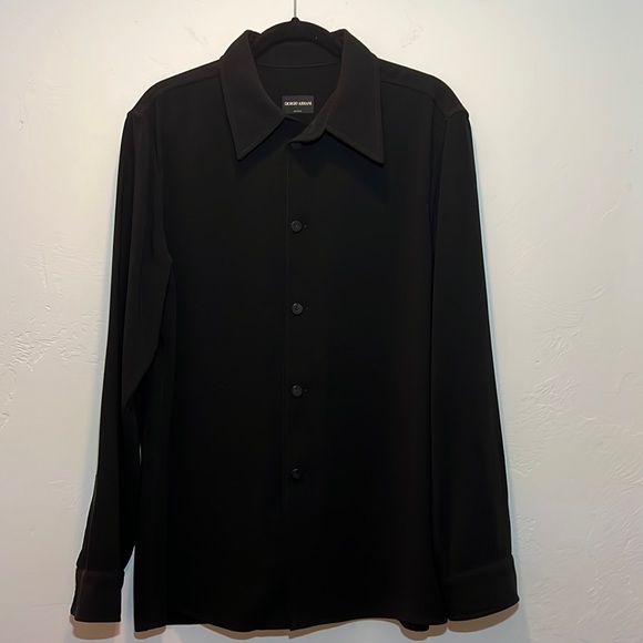Giorgio Armani Vintage Black 100% polyester shirt men’s size 52
